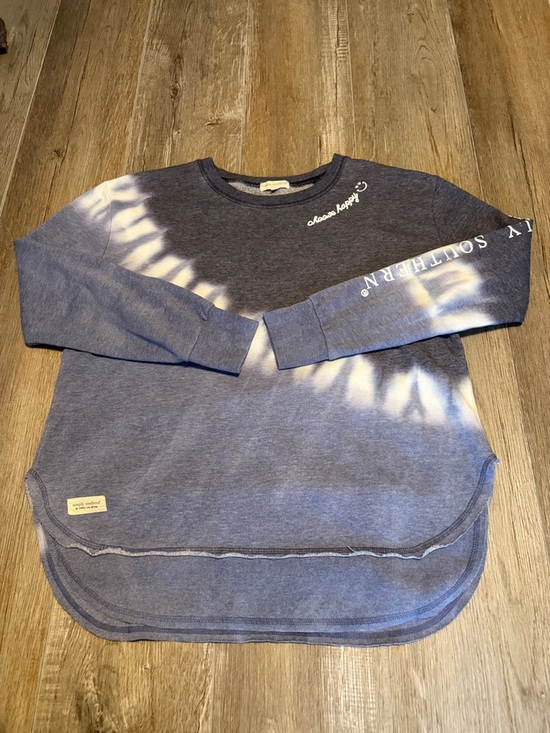 Southern Tide Tops - Simply Southern Blue and White Tie-Dye Crewneck Sweatshirt